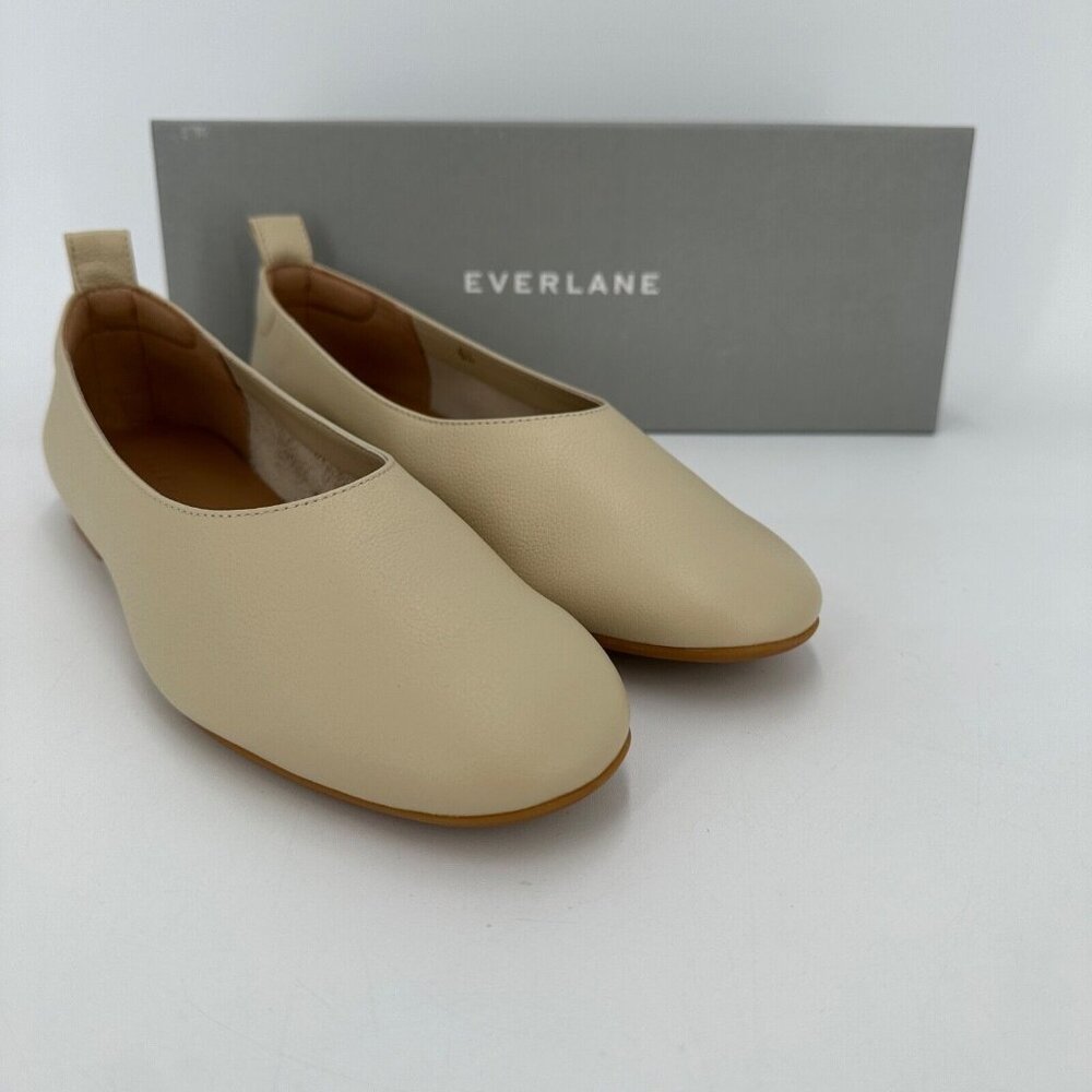 Everlane Italian Leather Day Glove Flats Cream (Ivory) size 5 Women's Career nwd